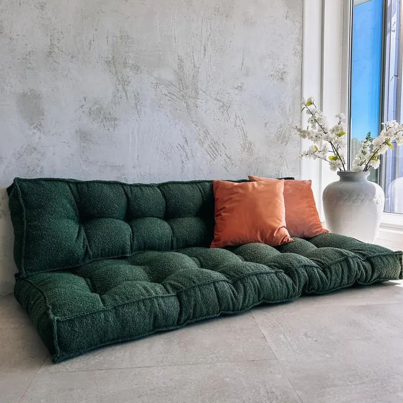 Floor Cushion in multiple colors and fabrics: Cozy Floor Sofa, Reading Nook Pillow