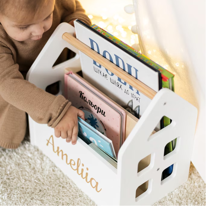 Nursery Cute Storage For Books, Playroom Decor Box for Books, Nursery Small Bookshelf, Toys Organization, Room Furniture, Toddler Bookcase