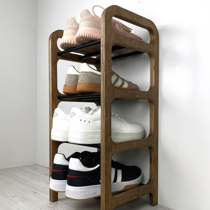 Wood Corner Shoe Rack: Small Space Entryway Organizer