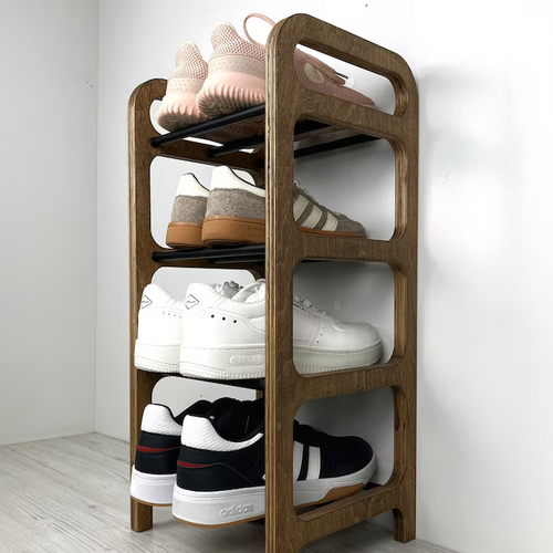Wood Corner Shoe Rack: Small Space Entryway Organizer
