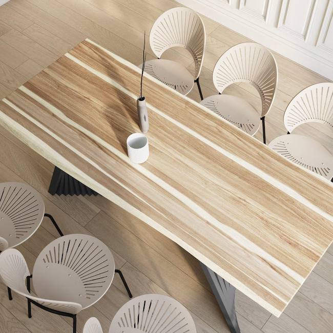 Handmade Live-Edge Teak Dining Table: Seats 8, Modern Farmhouse Style