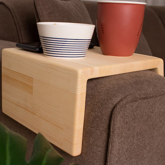 Handcrafted Wood Armrest Table, Simple and Functional Couch Tray, Sofa Arm Tray Table, Couch Sofa Arm Rest Table