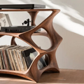 Handcrafted Record Stand – Artisan Solid Wood Vinyl Storage Unit | Elegant Living Room Decor | Modern Music Furniture