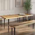 Handmade Live-Edge Teak Dining Table: Seats 8, Modern Farmhouse Style