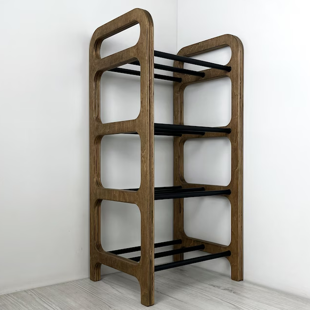 Wood Corner Shoe Rack: Small Space Entryway Organizer