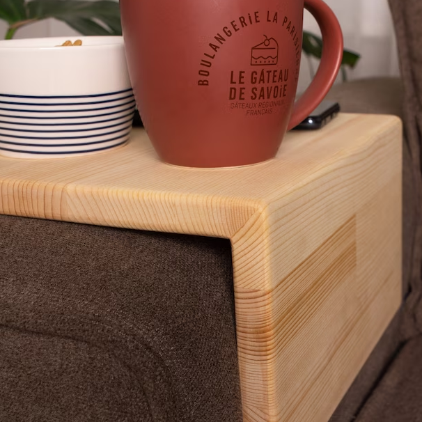 Handcrafted Wood Armrest Table, Simple and Functional Couch Tray, Sofa Arm Tray Table, Couch Sofa Arm Rest Table