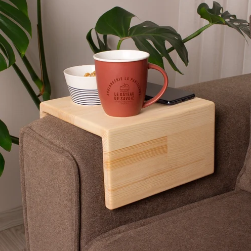 Handcrafted Wood Armrest Table, Simple and Functional Couch Tray, Sofa Arm Tray Table, Couch Sofa Arm Rest Table